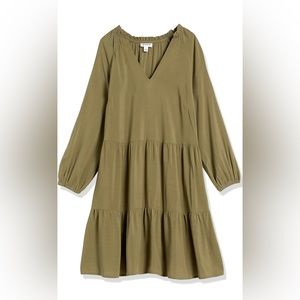 Ruffled neck tiered mini dress